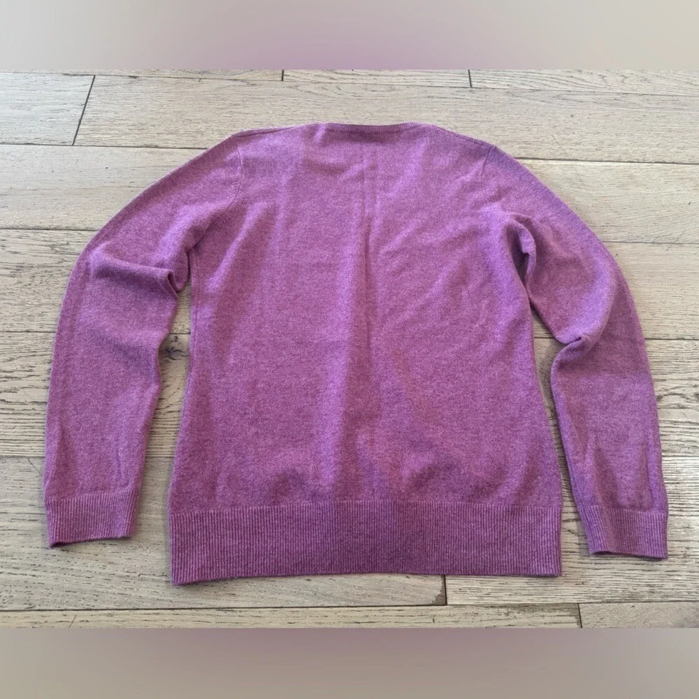 Jennie Liu Womens 100% Cashmere V-Neck Pullover Sweater‎ Pink Size Large (1203)